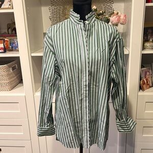 Women’s Rag & Bone Green & White relaxed fit Stripe Dress Shirt